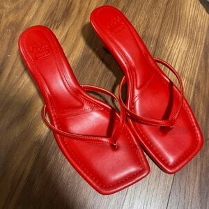 ASOS Vibrant Red Square-Toe Sandals